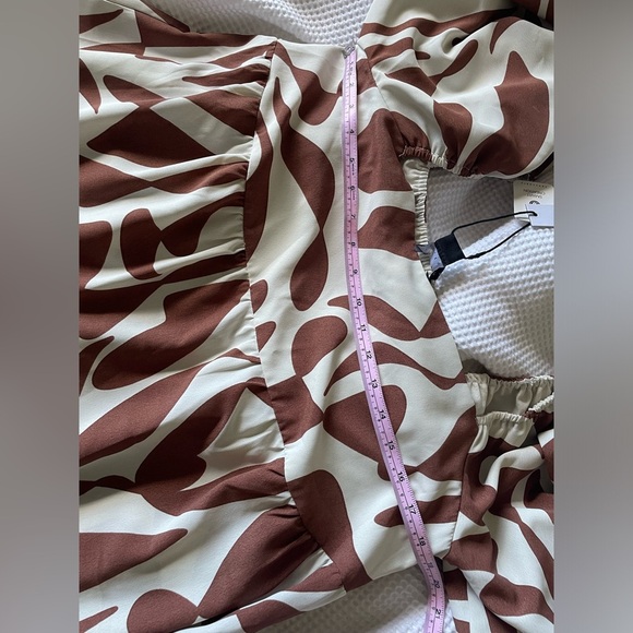 NWT Sanctuary Weekender Babydoll Dress with a brown and white abstract pattern M - Picture 10 of 12